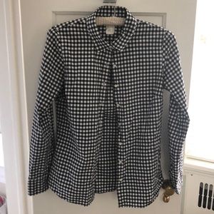 J crew women’s black and white gingham shirt